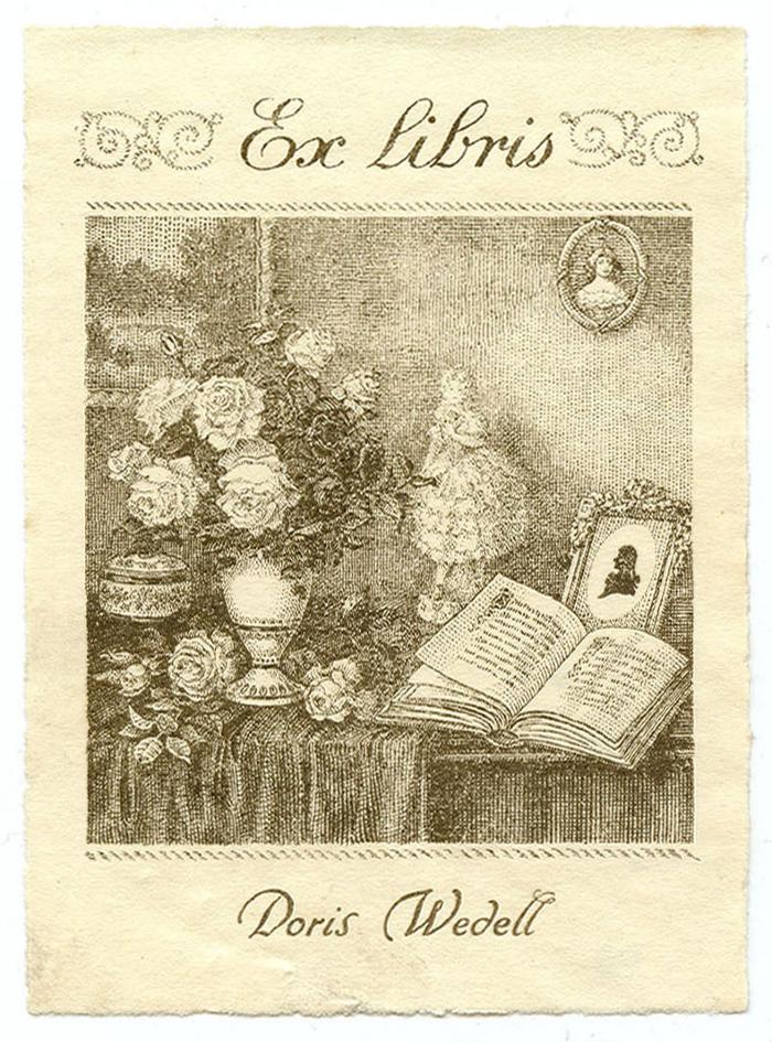 Exlibris-Nr.  471;- (Wedell, Doris), Etikett: Exlibris, Name, Abbildung; 'Ex Libris
Doris Wedell'.  (Prototyp)