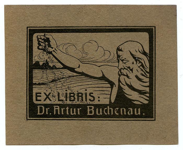 Exlibris-Nr.  468;48 / 1980 (Buchenau, Artur), Etikett: Exlibris, Name, Abbildung; 'Ex-Libris:
Dr. Artur Buchenau.'.  (Prototyp)