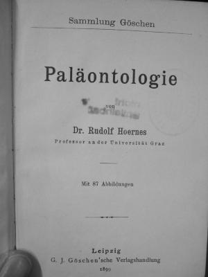 II 1407 1899: Paläontologie (1899)