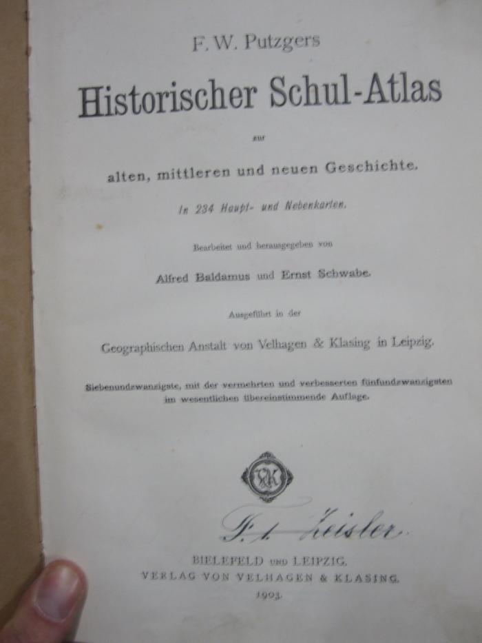 II 1961 bg: Historischer Schul-Atlas zur alten, mittleren und neuen Geschichte (1903)