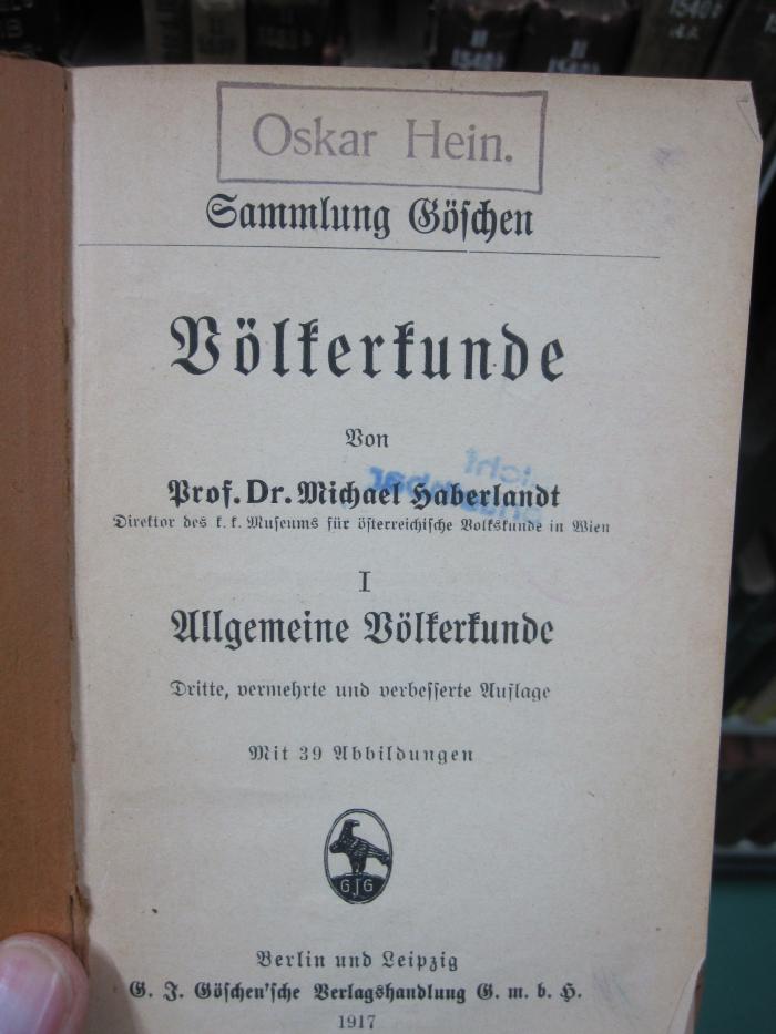 II 1610 c 1: Allgemeine Völkerkunde (1917)