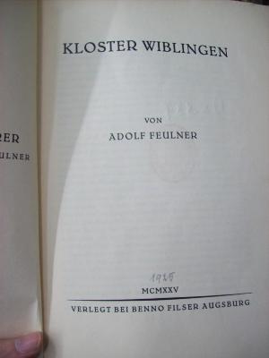 De 539: Kloster Wiblingen (1925)