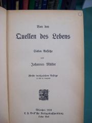 Hf 85 e: Von den Quellen des Lebens : sieben Aufsätze (1919)