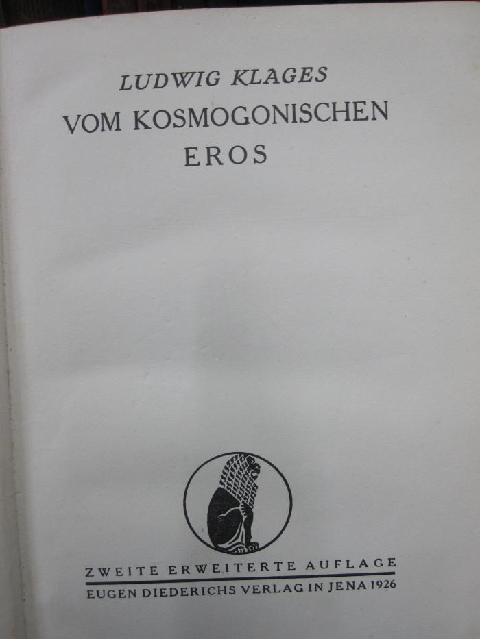 VIII 3134 b: Vom kosmogonischen Eros (1926)