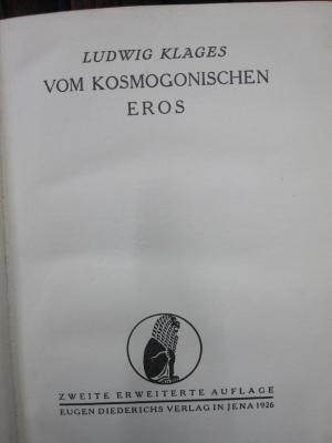 VIII 3134 b: Vom kosmogonischen Eros (1926)