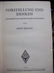 Hd 86 2.Ex.: Vorstellung und Denken : eine Kritik des pragmatischen Verstandes (1931)