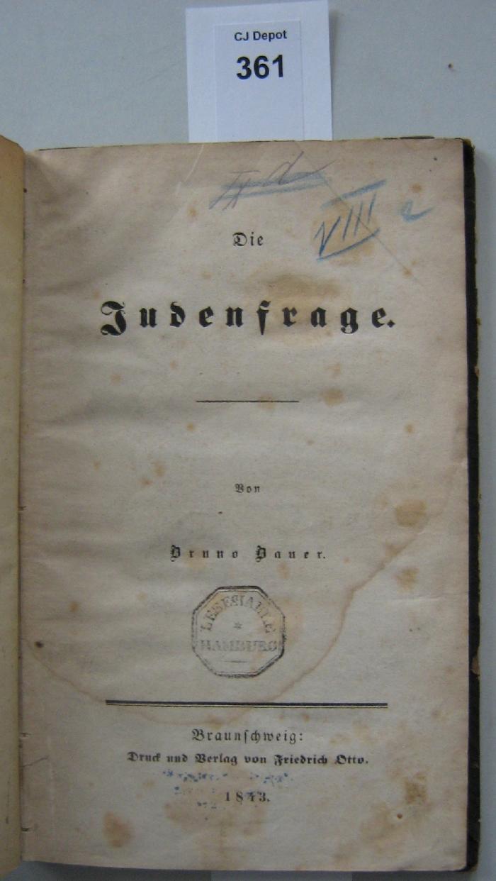  Die Judenfrage (1843)