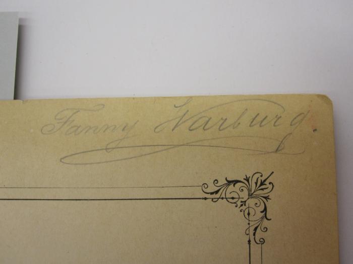 Vi 81 2. Ex.: Quartett für 2 Violinen, Viola und Violoncell : Op. 41. No. 3 (o.J.);J / 1545 (Warburg, Fanny), Von Hand: Autogramm, Name; 'Fanny Warburg.'. 