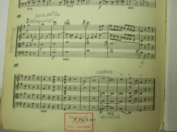 Vi 175: Streichquartett No. 14 (1) G-dur ; Köchel No. 387 (o.J.);J / 971 (unbekannt), Von Hand: Annotation, Annotation. 