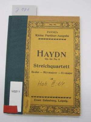 Vi 211: Quartett No. 68 Es-dur für 2 Violinen, Viola und Violoncell ; Op. 64, No. 6 (o.J.)