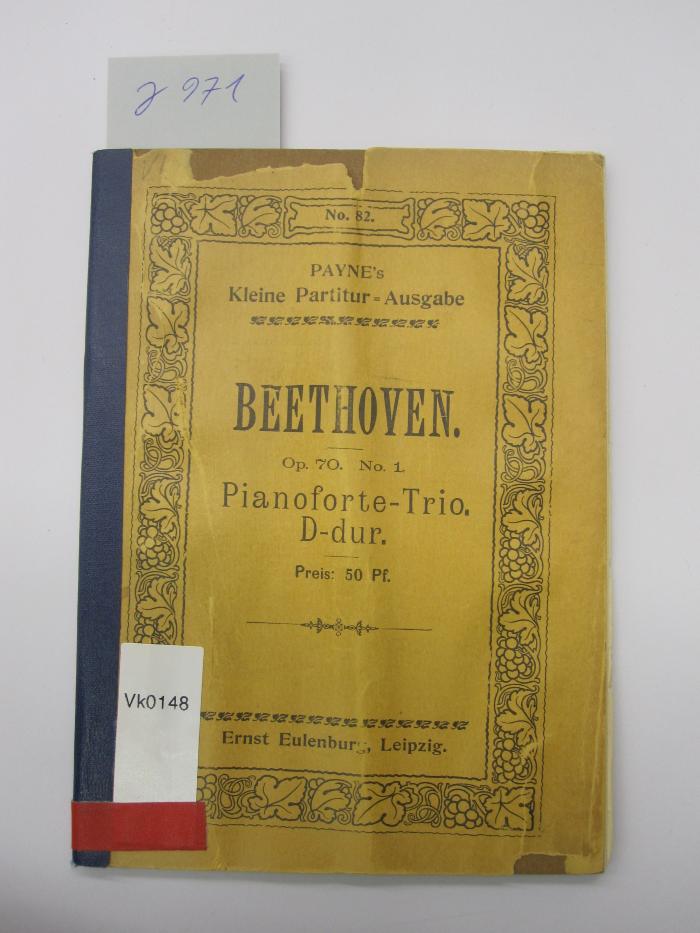 Vk 148: Trio No. 4 D-dur für Pianoforte, Violine und Violoncell ; Op. 70, No. 1 (o.J.)