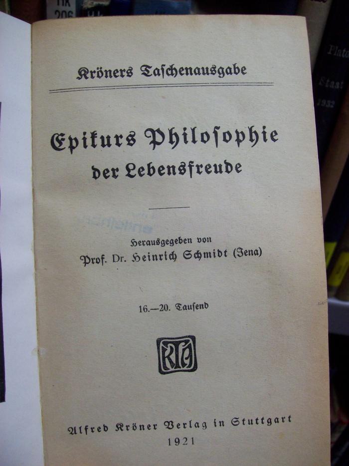 Hk 162 2.Ex.: Epikurs Philosophie der Lebensfreude (1921)
