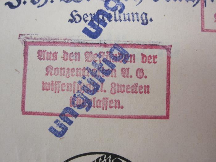 VII;MB 3560;7117 b;: Sozialismus (1921);- (Konzentration AG (Berlin)), Stempel: Besitzwechsel: makuliert, Name; 'Aus den Beständen der Konzentration A.G. wissenschaftl. Zwecken überlassen.'. 