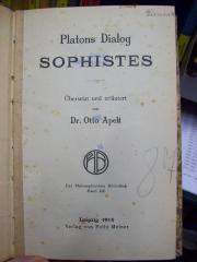 Hk 398: Platons Dialog : Sophistes (1914)