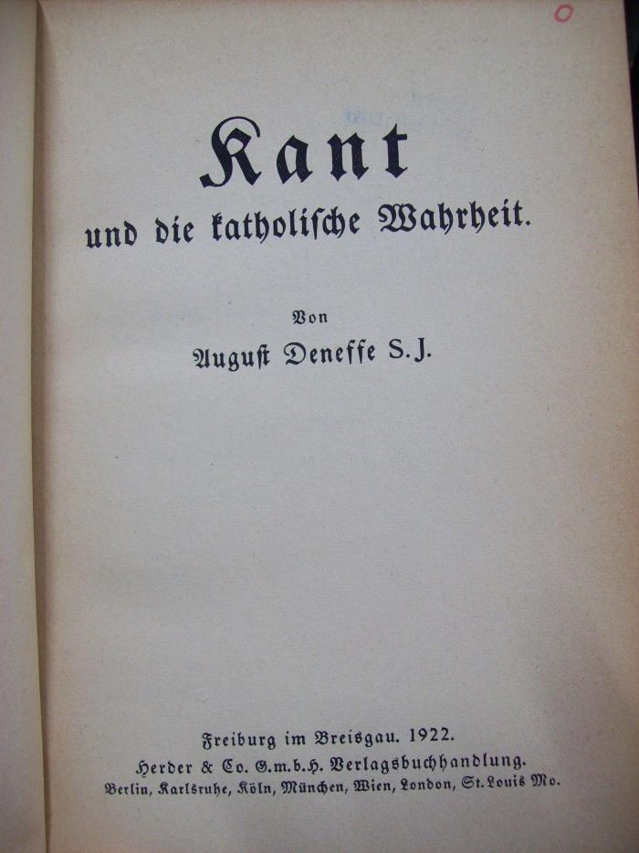 Hl 154: Kant und die katholische Wahrheit (1922)