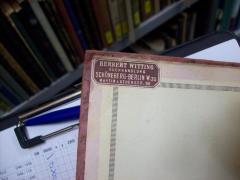 G46 / 3364 (Witting, Herbert (Buchhandlung)), Etikett: Buchhändler, Name, Ortsangabe; 'Herbert Witting
Buchhandlung
Schöneberg-Berlin W.30
Martin Lutherstr. 90'. 