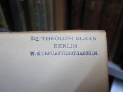 G46 / 554 (Elkan, Theodor), Stempel: Name, Ortsangabe; 'Dr. Theodor Elkan
Berlin
W. Kurfürstenstrasse 131.'. 