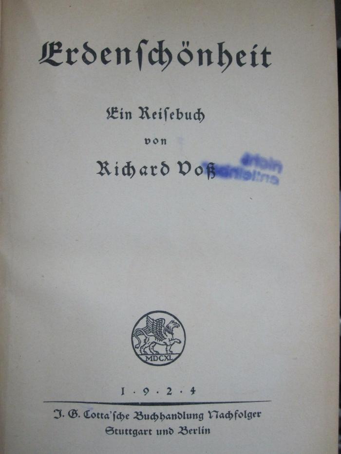 II 3950 1924: Erdenschönheit : ein Reisebuch (1924)