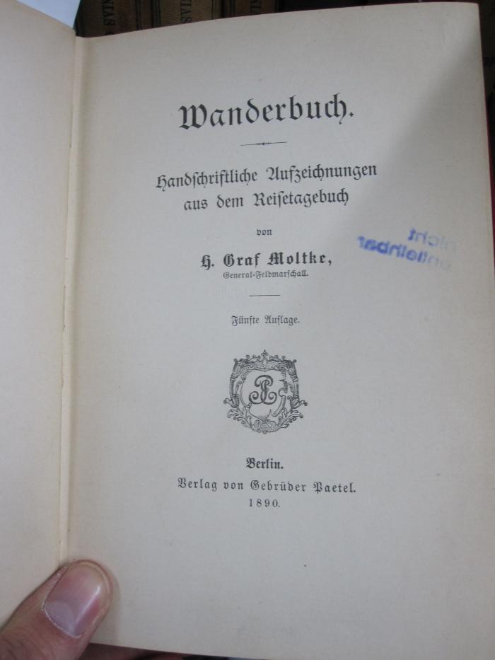 II 3714 e 2.Ex.: Wanderbuch : handschriftliche Aufzeichnungen aus dem Reisetagebuch (1890)