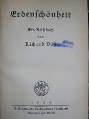 II 3950 1924: Erdenschönheit : ein Reisebuch (1924)