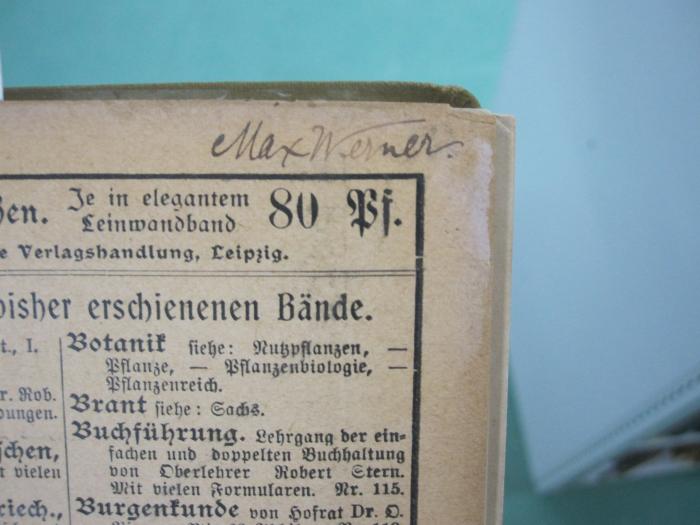 II 4206 2.Ex.: Die Alpen (1900);G46 / 513 (Werner, Max), Von Hand: Autogramm, Name; 'Max Werner'. 