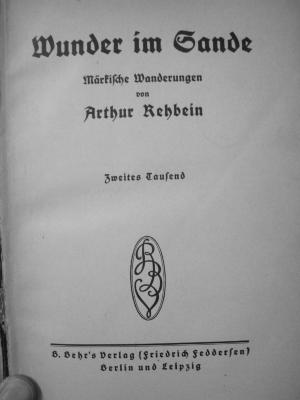 II 5899 3.Ex.: Wunder im Sande : Märkische Wanderungen (o.J.)