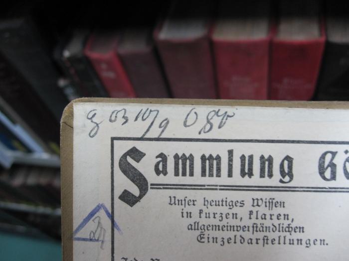 II 8853 2.Ex.: Landeskunde des Königreichs Württemberg (1903);G46 / 512 (unbekannt), Von Hand: Preis, Datum, Notiz, Nummer; 'g 03 10/9 0,80'. 