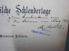 G46 / 2449 (unbekannt;Meffke[?], M.), Von Hand: Name, Datum, Widmung; 'zum Andenken an die deinen im März 1902.
M. Meffke.'. 
