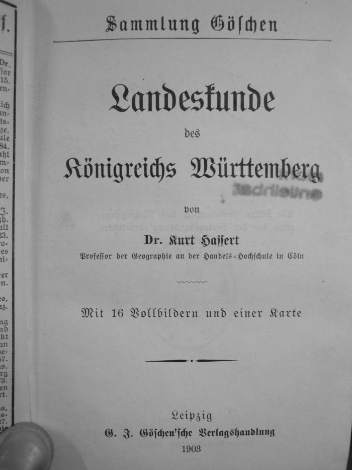 II 8853 2.Ex.: Landeskunde des Königreichs Württemberg (1903)