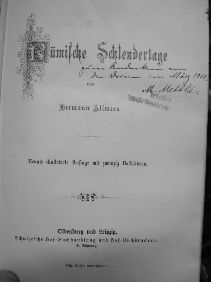 II 10595 3.Ex.: Römische Schlendertage (o.J.)