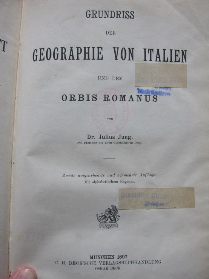 II 10113: Grundriss der Geographie von Italien und dem Orbis Romanus (1897)