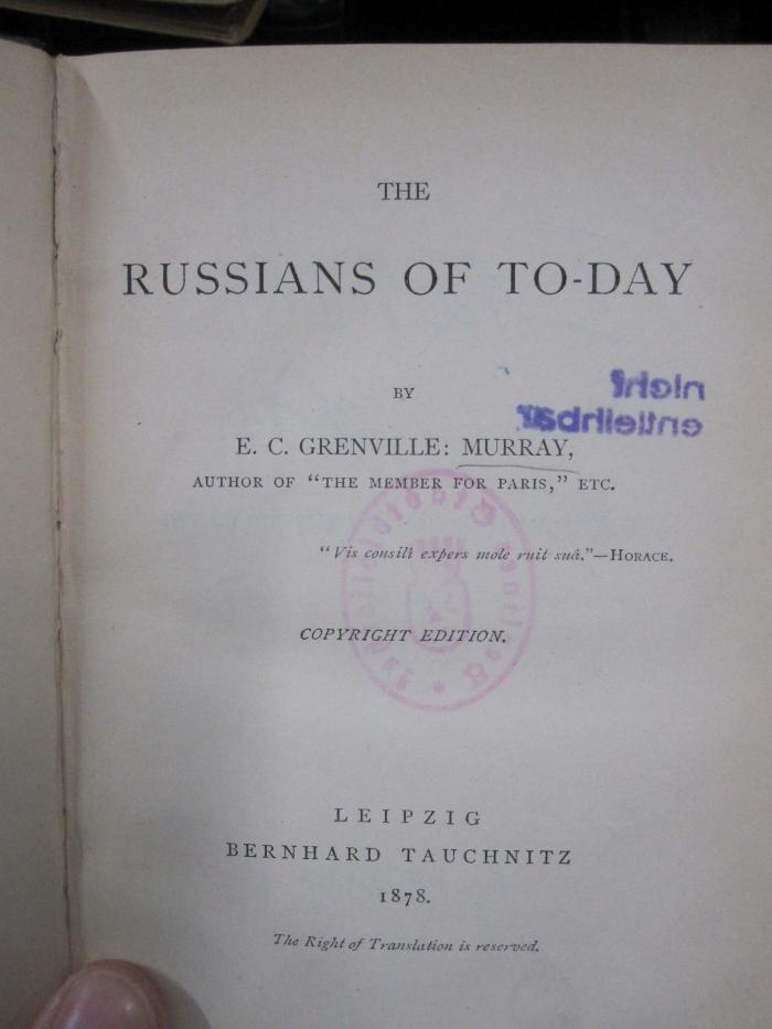 II 12408 2.Ex.: The russians of to-day (1878)