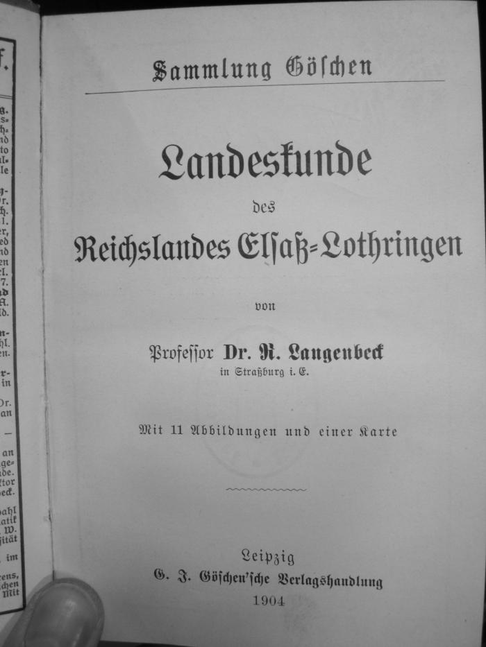 II 8187 2.Ex.: Landeskunde des Reichslandes Elsaß-Lothringen (1904)