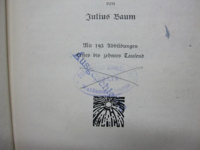 II 5554 2 2.Ex.: Die schöne deutsche Stadt : Süddeutschland (1912);G45 / 1551 (Städtische Lesehalle Berlin Waldemarstrasse), Stempel: Name, Ortsangabe, Besitzwechsel: makuliert; 'Städtische Lesehalle Berlin
Waldemarstrasse'. 