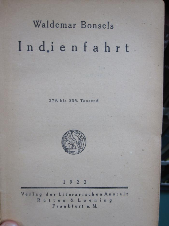 II 13981 3.Ex.Ers.: Indienfahrt (1922)