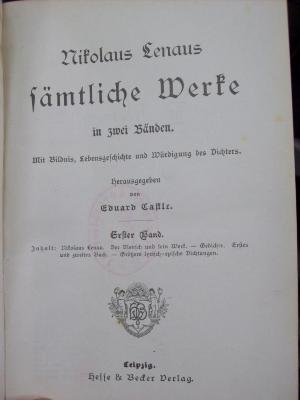 III 44750 1.2 2.Ex.: Sämtliche Werke in zwei Bänden : mit Bildnis, Lebensgeschichte und Würdigung des Dichters (o.J.)