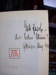 G45 / 2066 (Jacob, Greti[?];[?], Mimi), Von Hand: Name, Ortsangabe, Datum, Widmung; '[....] Jacob - ihrer lieben Mimi!
Göttingen Aug. 1921'. 