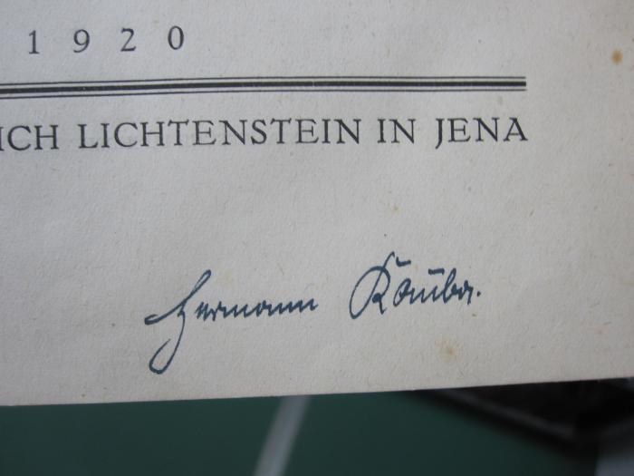 III 64378 2.Ex.: Frank Wedekind : der Mensch und das Werk (1920);G46 / 4191 (Kauba, Hermann), Von Hand: Autogramm, Name; 'Hermann Kauba'. 