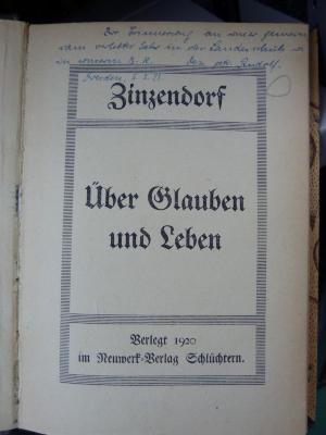 XVI 815: Über Glauben und Leben (1920)
