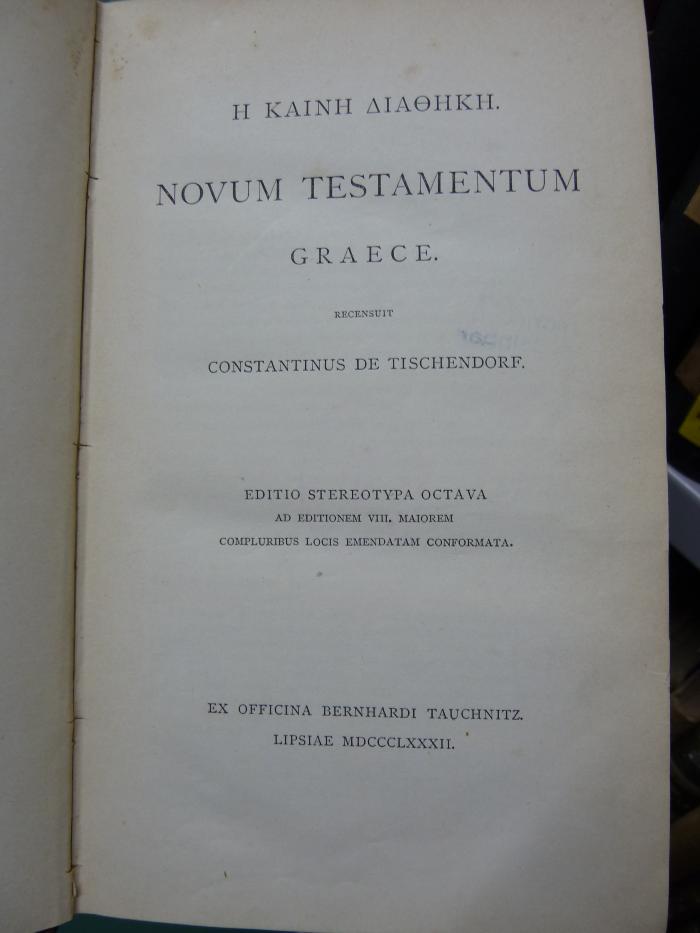 XVI 1171 h: Novum Testamentum Graece (1882)