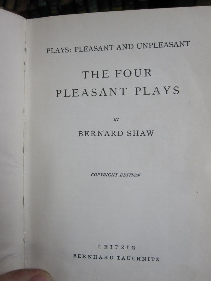 III 81958 4.Ex.: The four pleasant plays (o.J.)