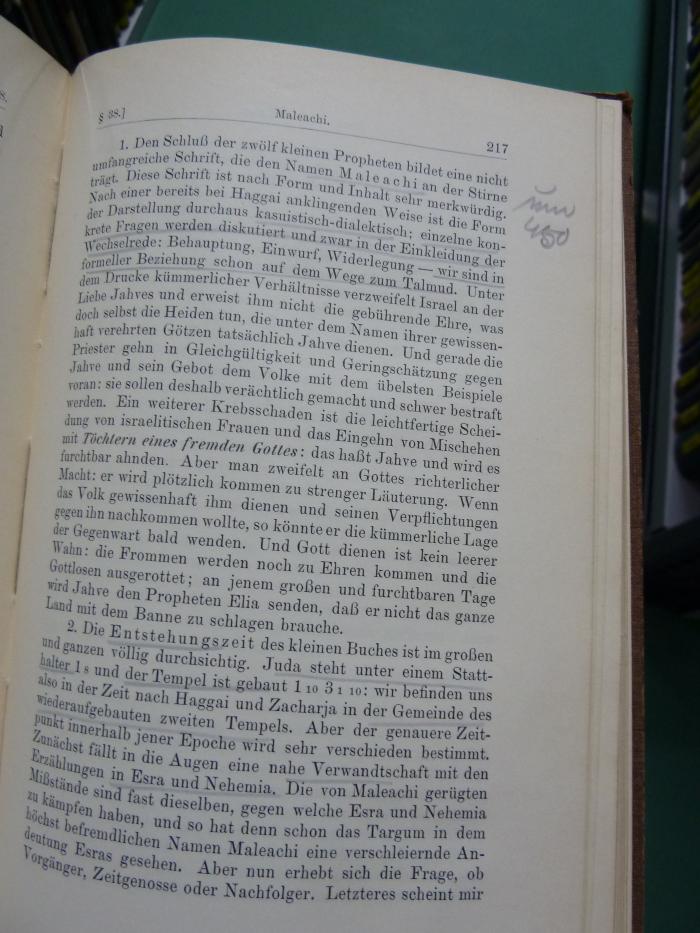 XVI 1938 g, 2. Ex.: Einleitung in die kanonischen Bücher des Alten Testaments (1913);G46 / 46 (unbekannt), Von Hand: Annotation, Notiz; 'um 450'. 
