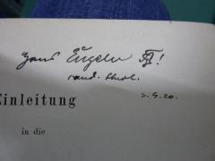 G46 / 46 (Eugen, Hans), Von Hand: Name, Autogramm, Monogramm, Datum; 'Hans Eugen [HE]!
cand.theol.
4.4.20.'. 