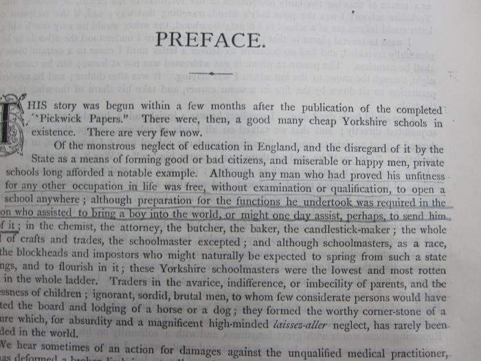 III 76368 1890: The life and adventures of Nicholas Nickleby (1890);G46 / 3727 (unbekannt), Von Hand: Annotation. 