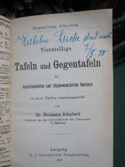 IX 156 1898: Vierstellige Tafeln und Gegentafeln für logarithmisches und trigonometrisches Rechnen (1898)