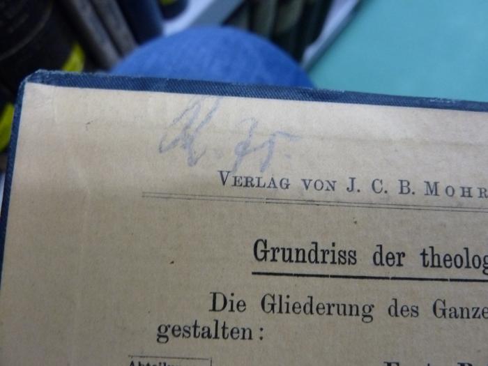 XVI 7861 2. Ex. : Praktische Theologie (1903);G46 / 1135 (unbekannt), Von Hand: Signatur; 'R 75.'. 