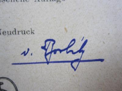 IX 196 b 1920: Arithmetik und Algebra (1920);G46 / 2447 (Bor[...][?], [?] v.), Von Hand: Autogramm, Name; 'v. Bor[...]'. 