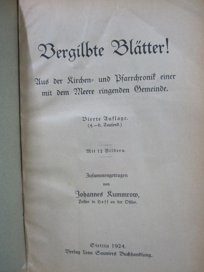 An 1574 d: Vergilbte Blätter! : aus der Kirchen- und Pfarrchronik einer mit dem Meere ringenden Gemeinde (1924)