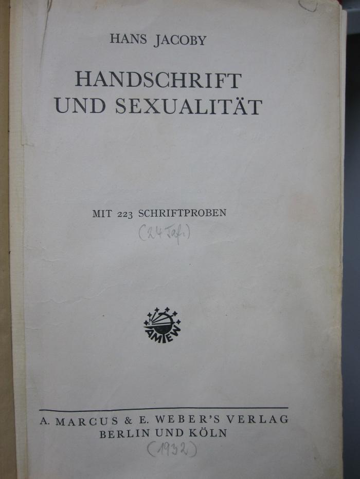 Ht 163: Handschrift und Sexualität ([1932])