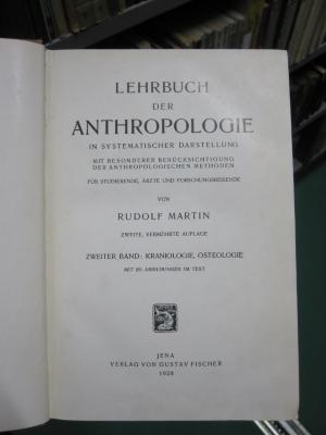 Bd 8 b 2: Kraniologie, Osteologie (1928)